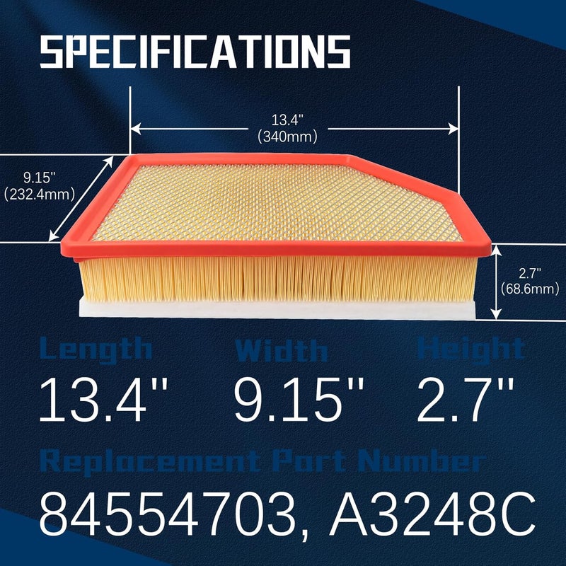 VINMS A3248C 84554703 Engine Air Filter Compatible With 2020-2024 Chevrolet Silverado 2500 HD/Silverado 3500 HD 6.6L,GMC Sierra 2500 HD/Sierra 3500 HD 6.6L - Image 5